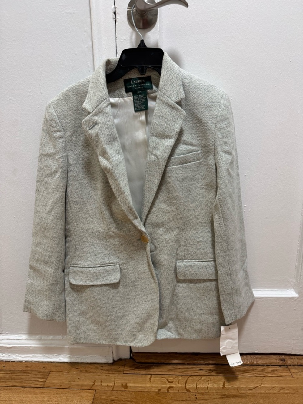 Lauren Ralph Lauren Light blue Herringbone Single-Button Blazer